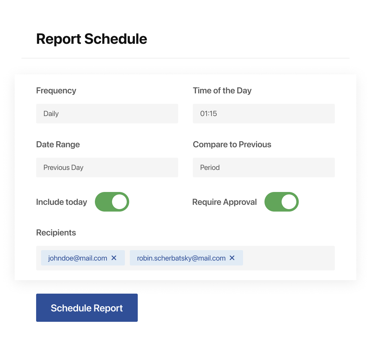 report schedule